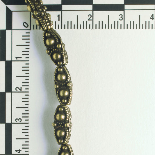 Pewter Beads, Brass Plated - 8" Strand