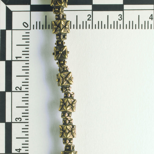 Pewter Beads, Brass Plated - 8" Strand