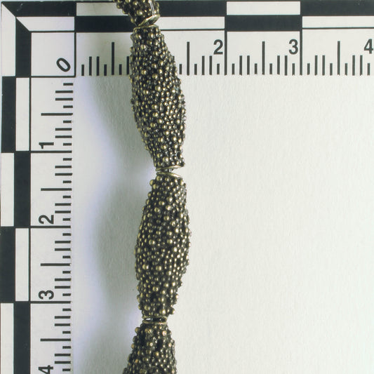 Pewter Beads, Brass Plated - 8" Strand