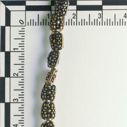 Pewter Beads, Brass Plated - 8" Strand