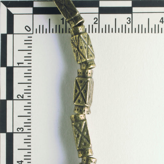 Pewter Beads, Brass Plated - 8" Strand