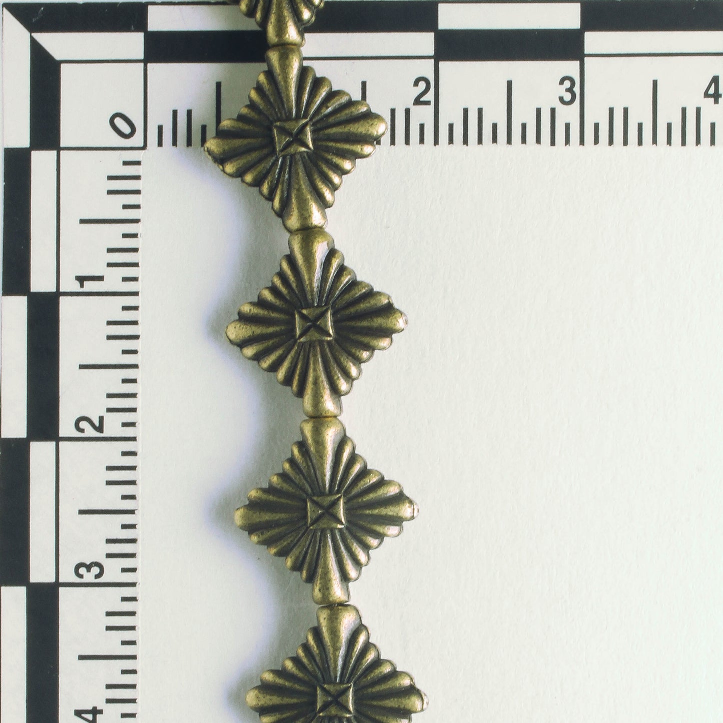 Pewter Beads, Brass Plated - 8" Strand