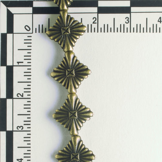 Pewter Beads, Brass Plated - 8" Strand