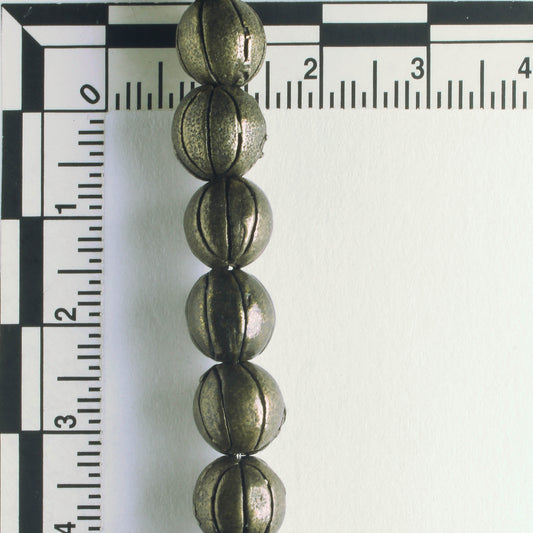 Pewter Beads, Brass Plated - 8" Strand