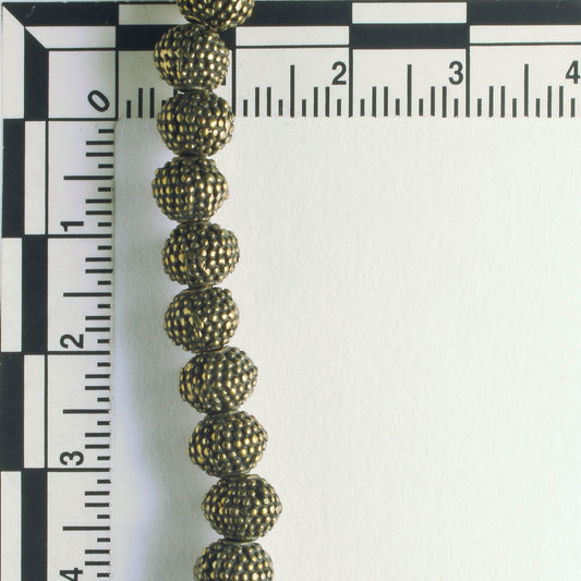 Pewter Beads, Brass Plated - 8" Strand