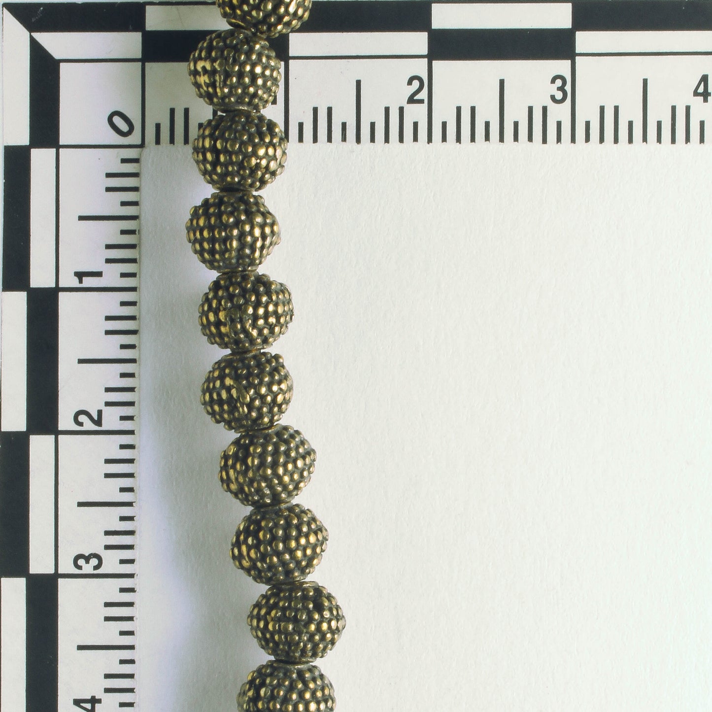 Pewter Beads, Brass Plated - 8" Strand