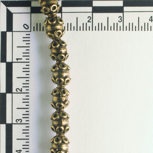 Pewter Beads, Brass Plated - 8" Strand