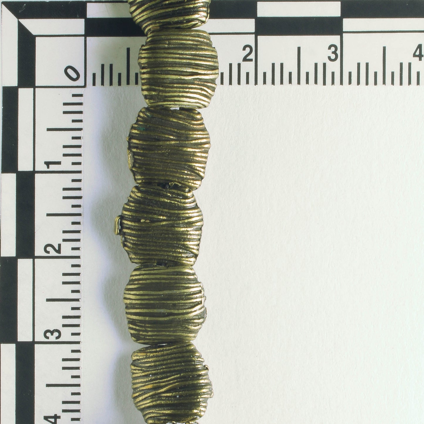 Pewter Beads, Brass Plated - 8" Strand