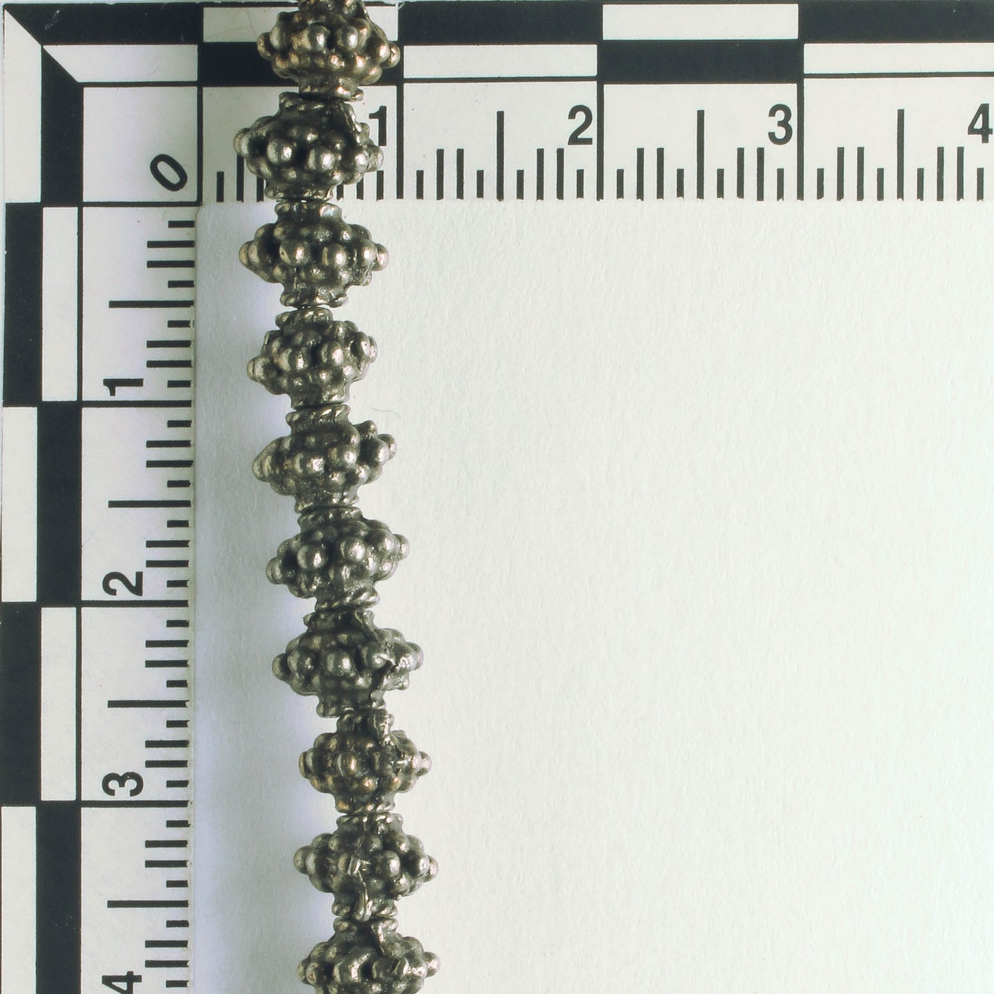 Pewter Beads, Brass Plated - 8" Strand