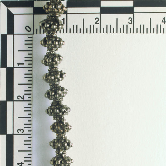 Pewter Beads, Brass Plated - 8" Strand
