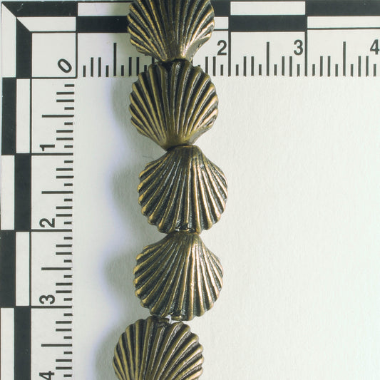 Pewter Beads, Brass Plated - 8" Strand