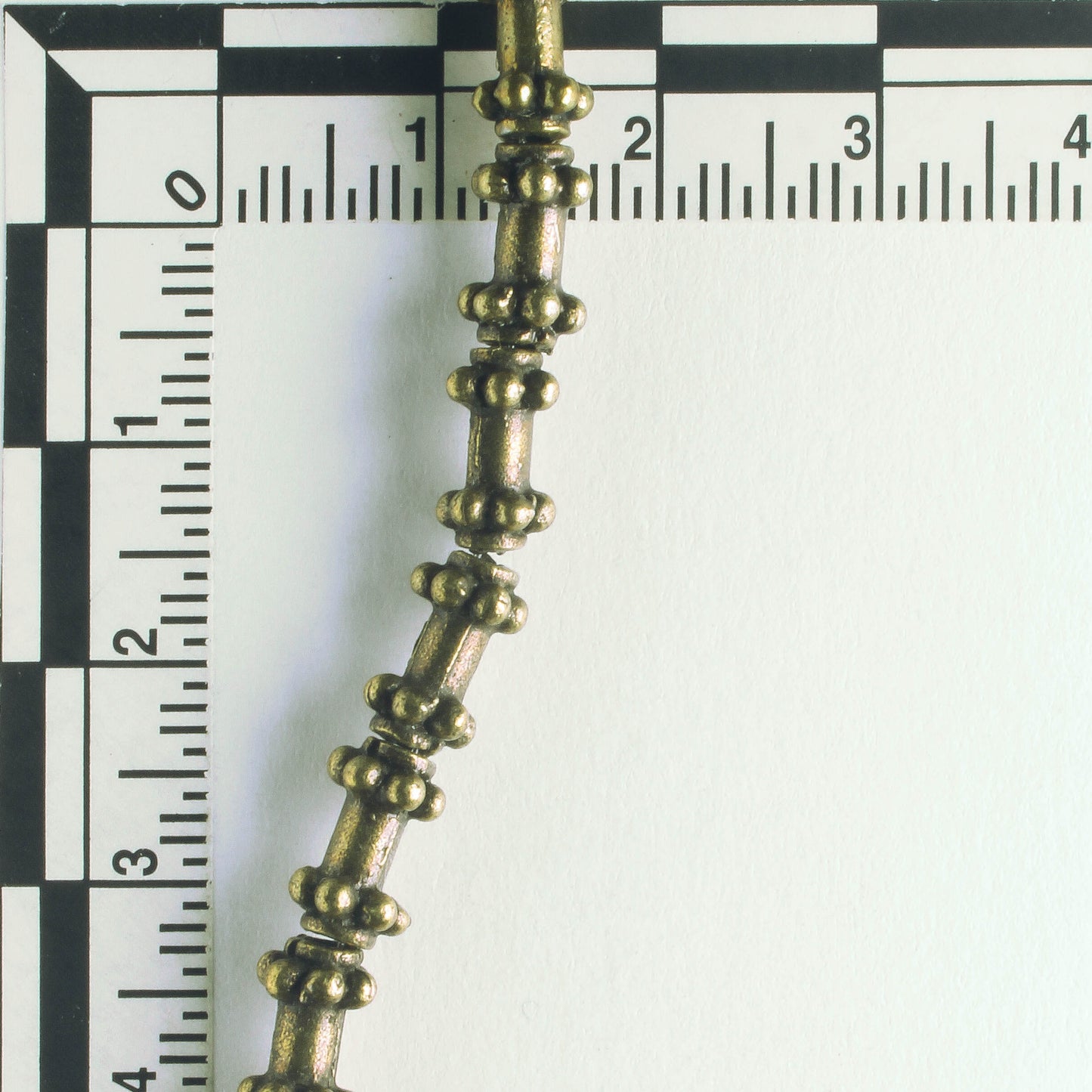 Pewter Beads, Brass Plated - 8" Strand