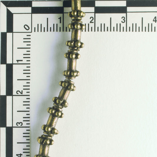 Pewter Beads, Brass Plated - 8" Strand