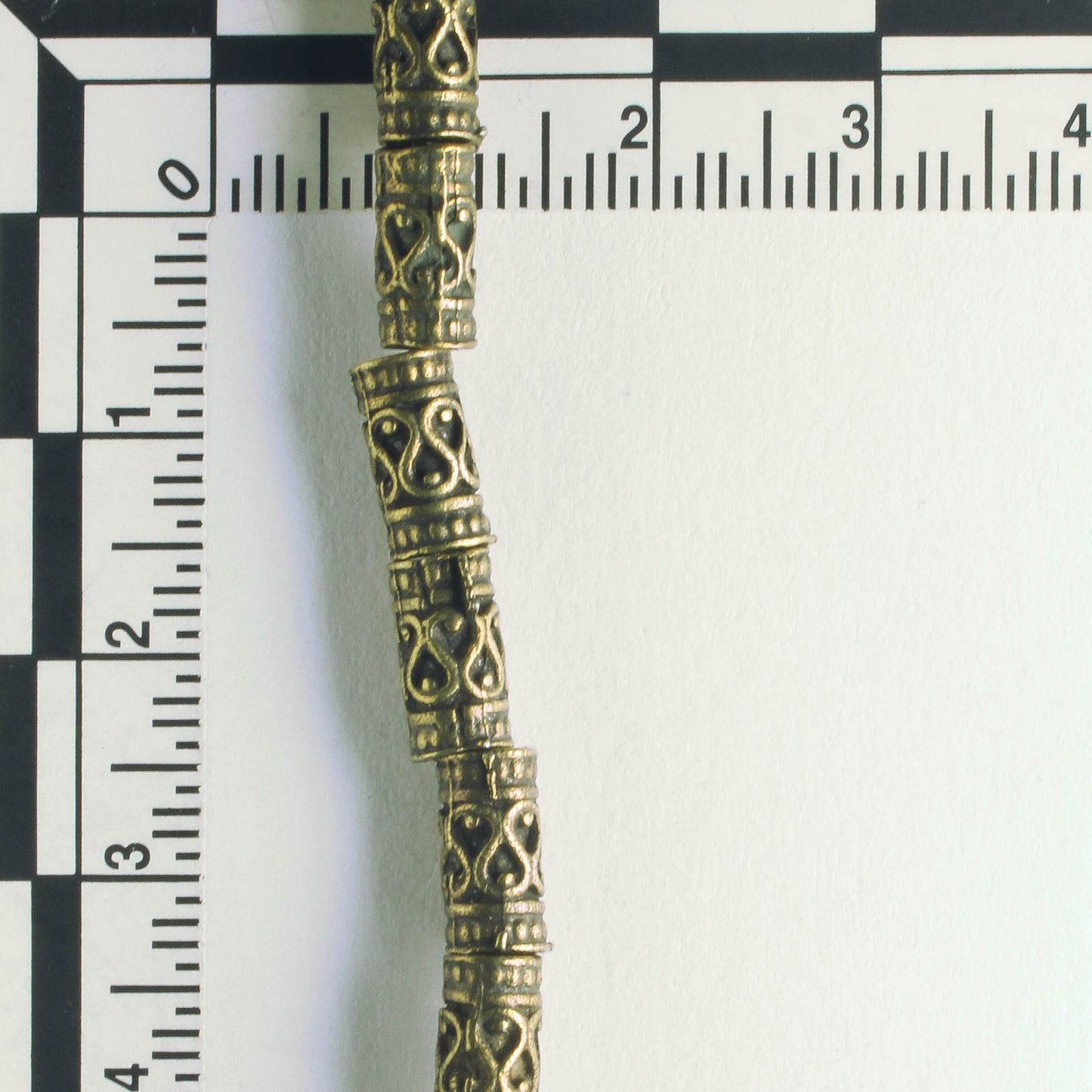 Pewter Beads, Brass Plated - 8" Strand