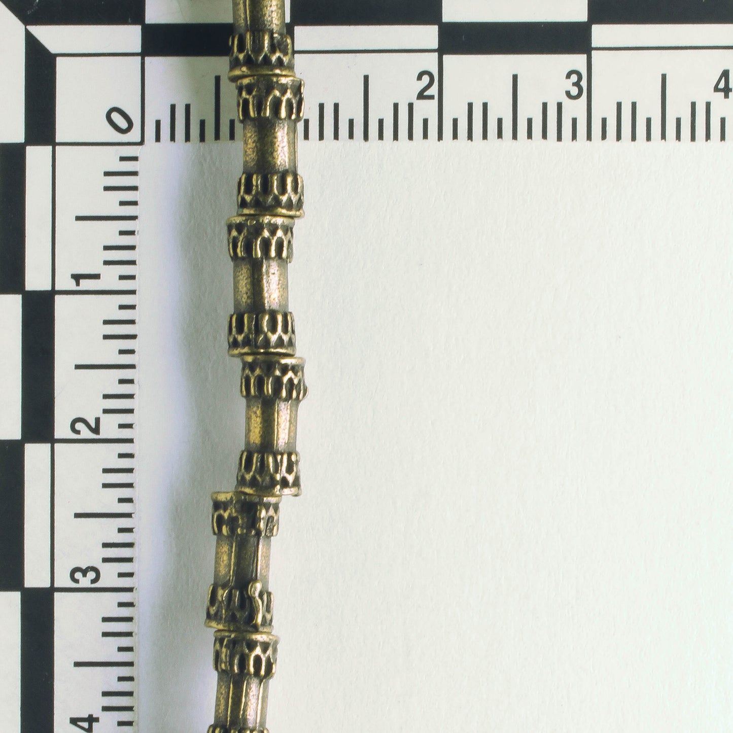 Pewter Beads, Brass Plated - 8" Strand