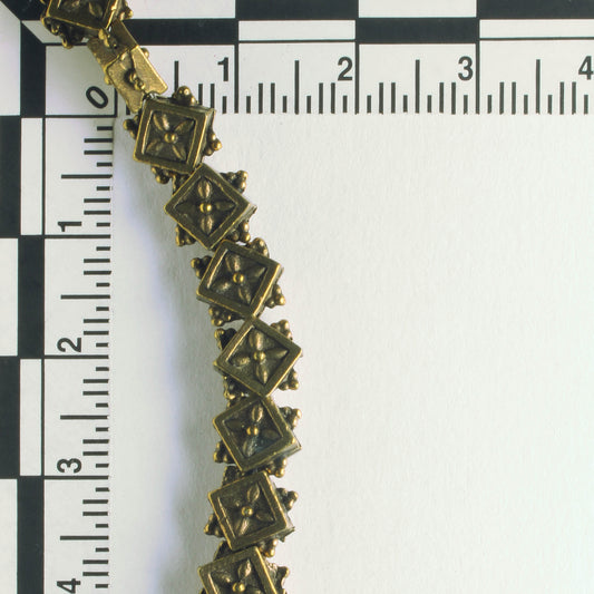 Pewter Beads, Brass Plated - 8" Strand