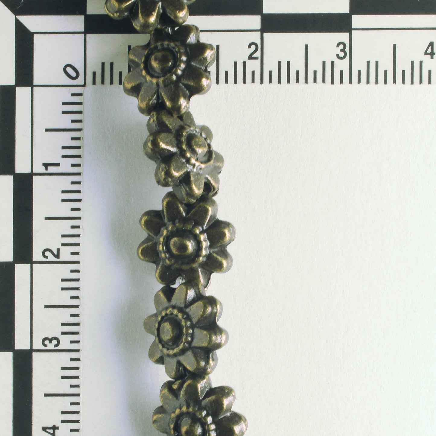 Pewter Beads, Brass Plated - 8" Strand