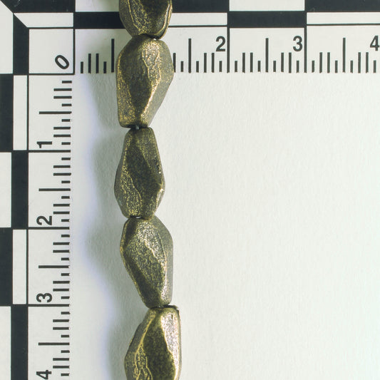 Pewter Beads, Brass Plated - 8" Strand
