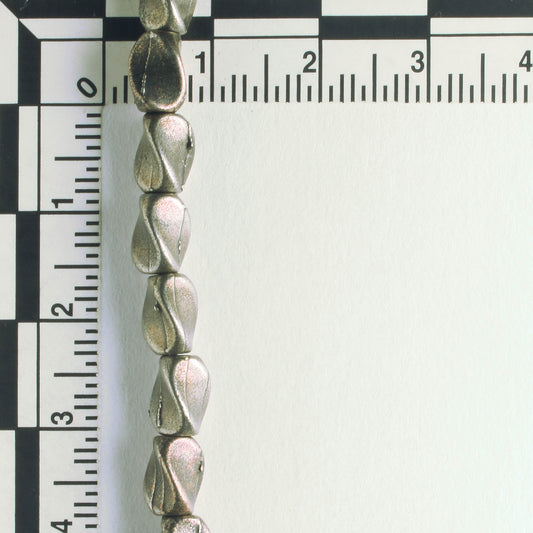 Pewter Beads, Brass Plated - 8" Strand