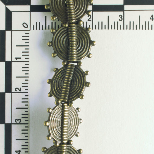 Pewter Beads, Brass Plated - 8" Strand