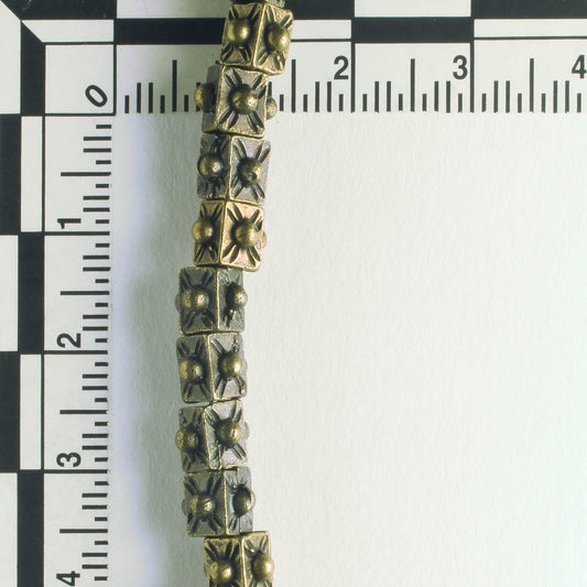 Pewter Beads, Brass Plated - 8" Strand