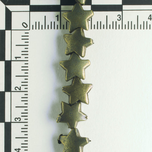 Pewter Beads, Brass Plated - 8" Strand