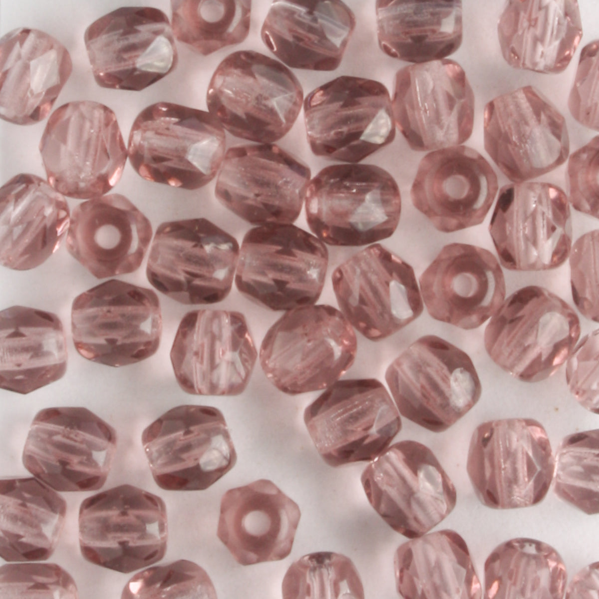 4mm Round Fire Polish Medium Amethyst - 100 beads