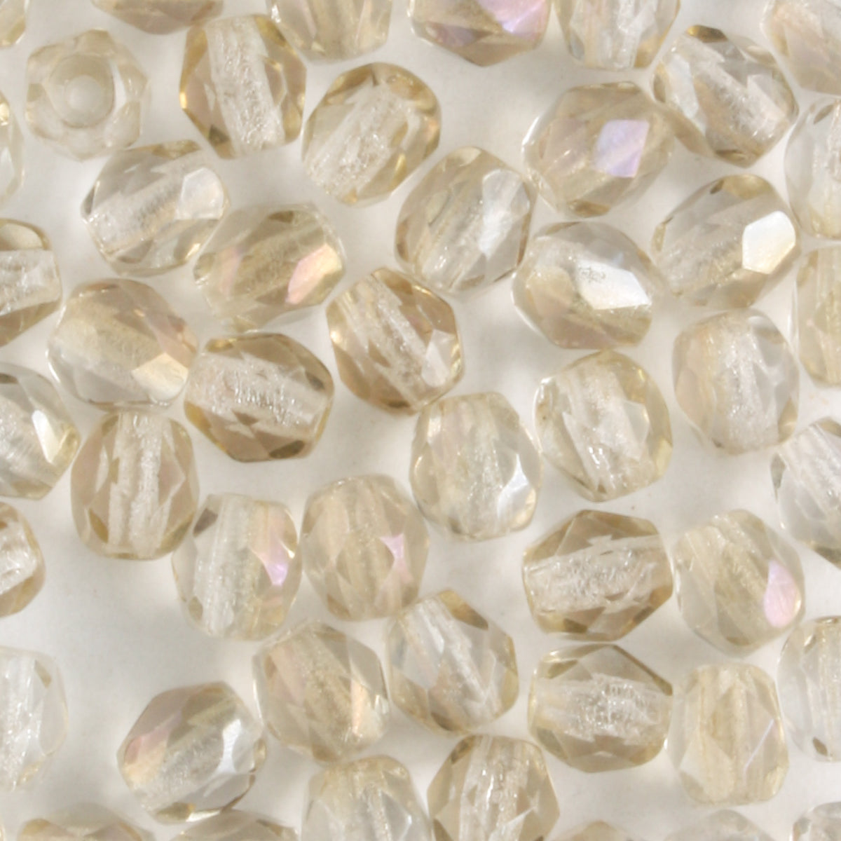 4mm Round Fire Polish Clear Clarit - 100 beads