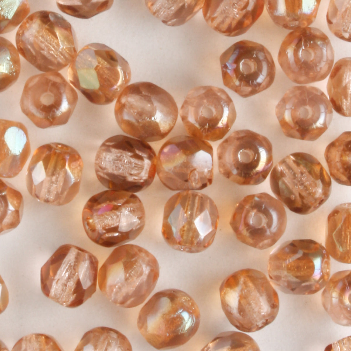 4mm Round Fire Polish Rose Pink Celsian - 100 beads