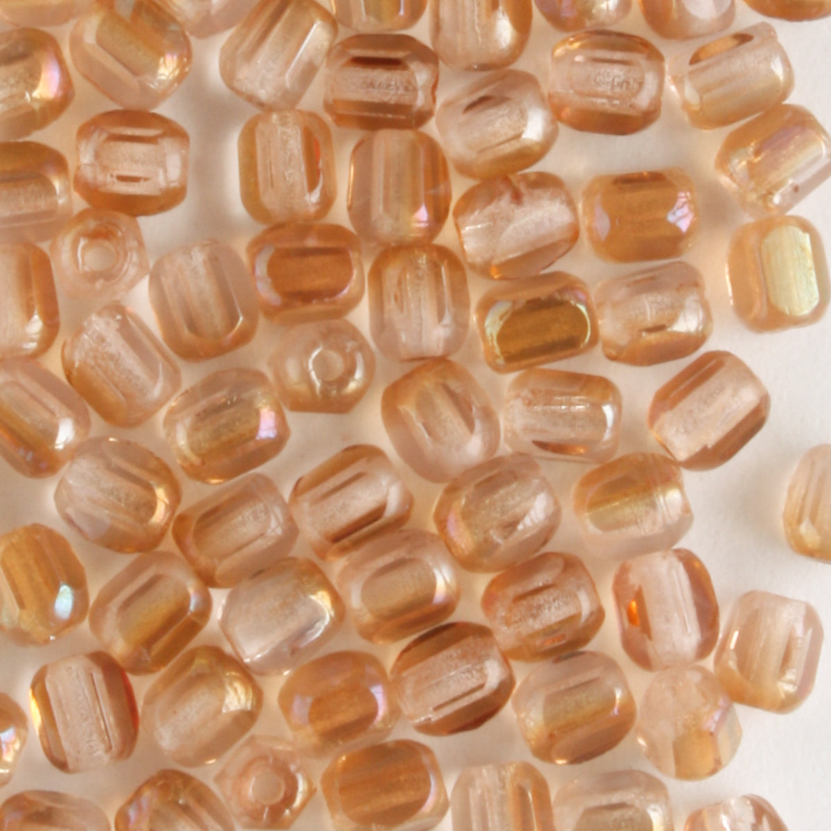 3mm Rice Fire Polish Rose Pink Celsian - 100 beads