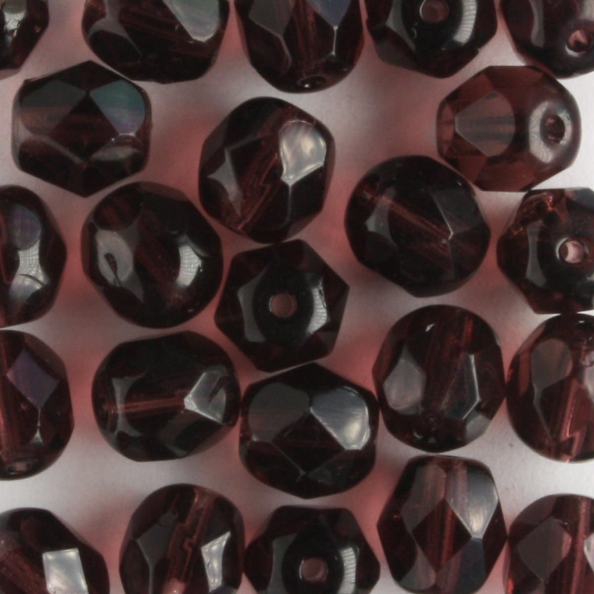 6mm Round Fire Polish Dark Amethyst - 25 beads