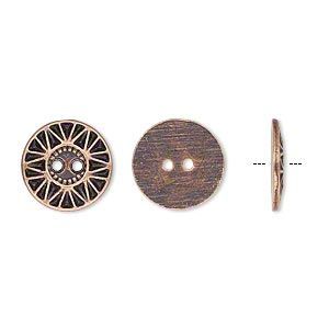 Button 12.5mm Ant Copper - Qty 2