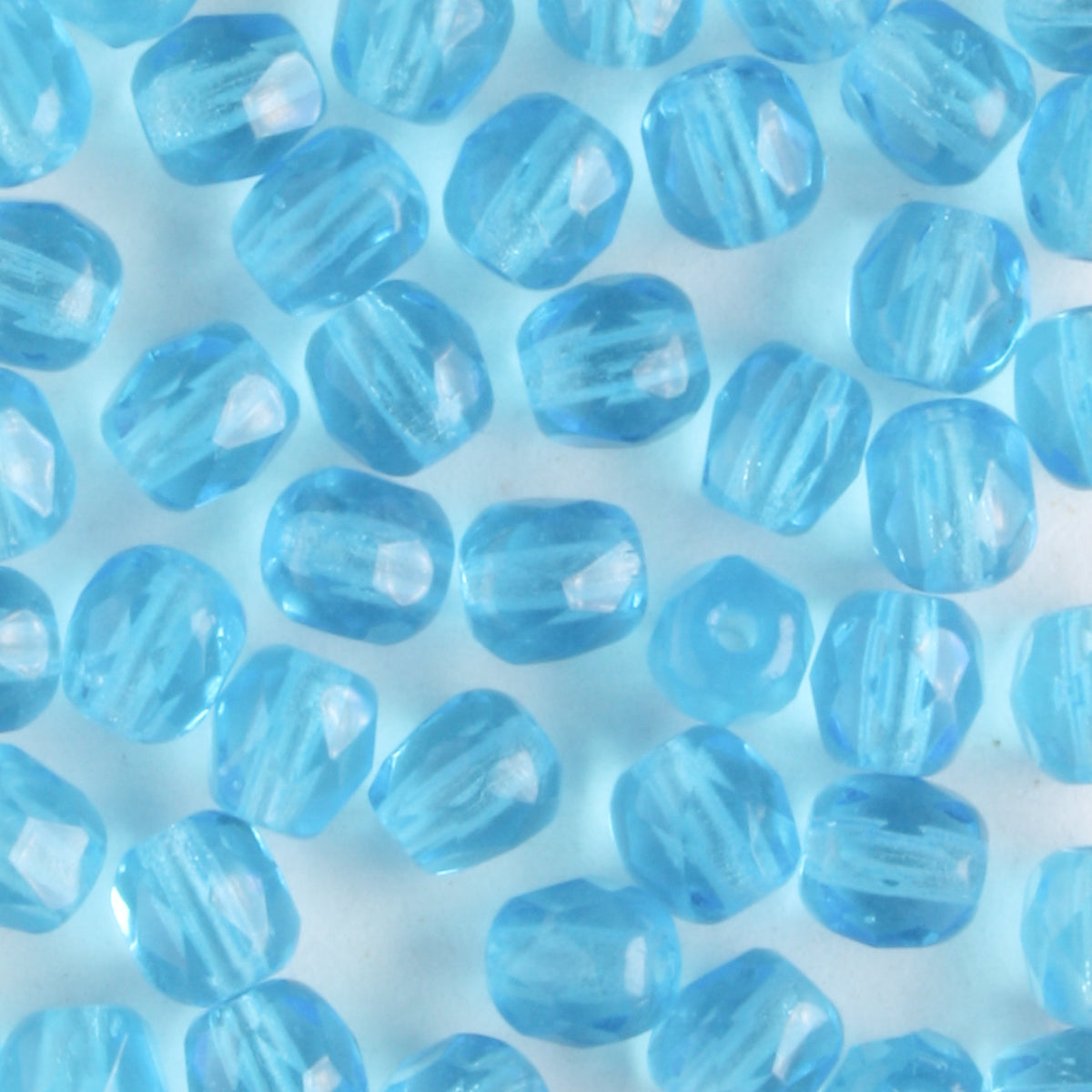 4mm Round Fire Polish Aqua - 100 beads