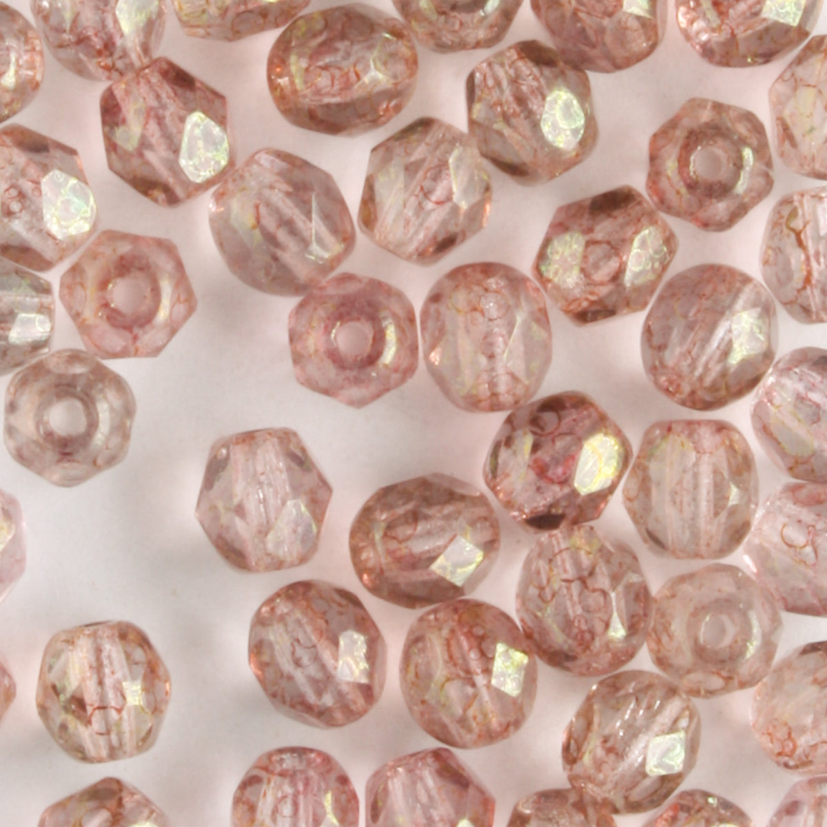 4mm Round Fire Polish Rose - 100 beads