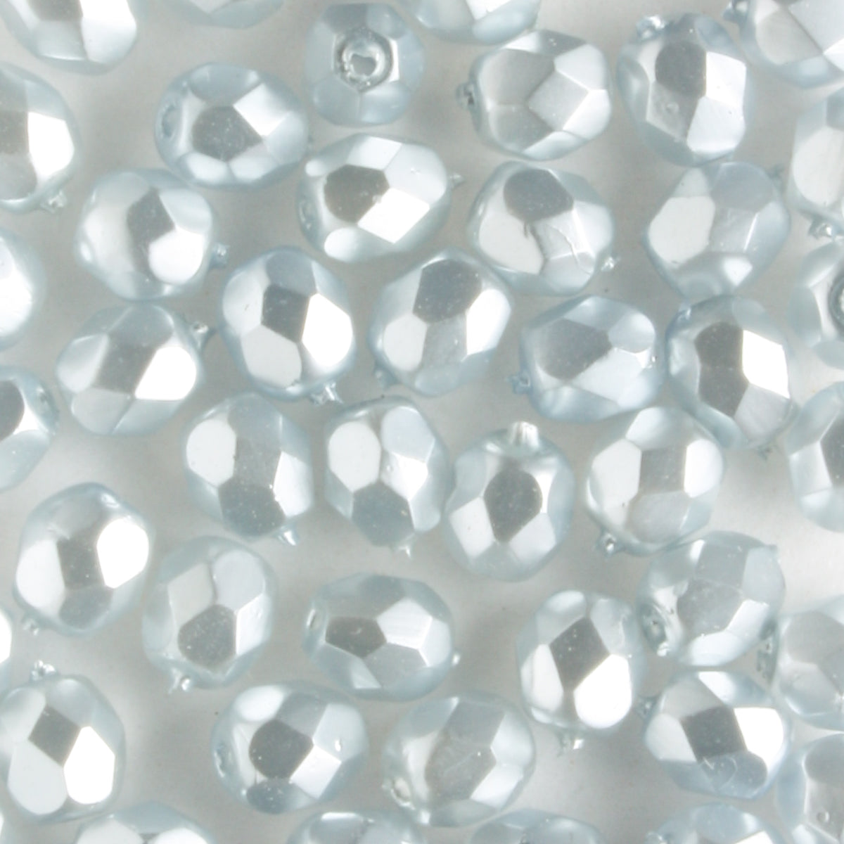 4mm Round Fire Polish Light Blue Pearl - 100 beads