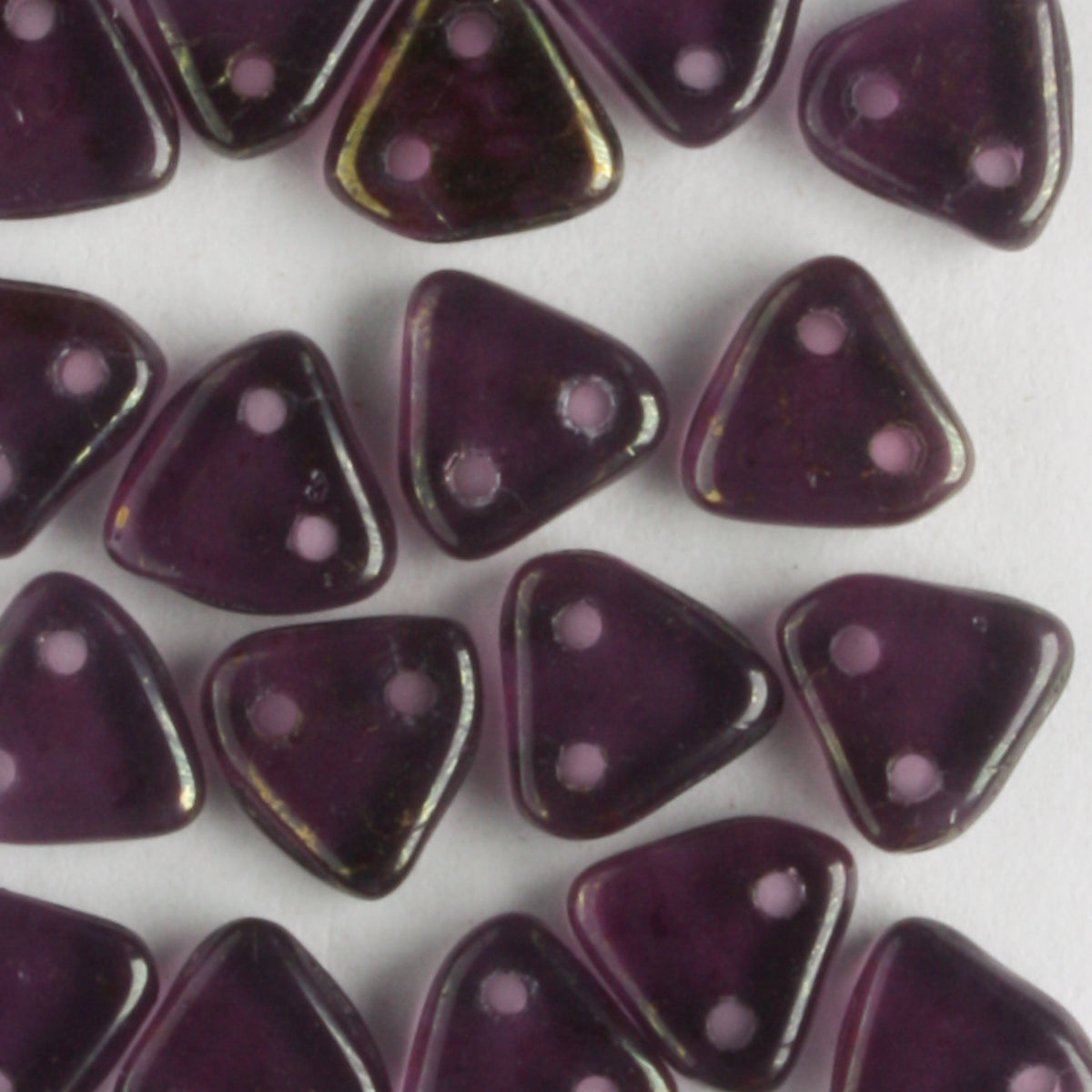 2 Hole Triangle Pink Topaz Luster - 10 grams