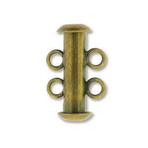 2 Strand Slide Clasp Antique Brass
