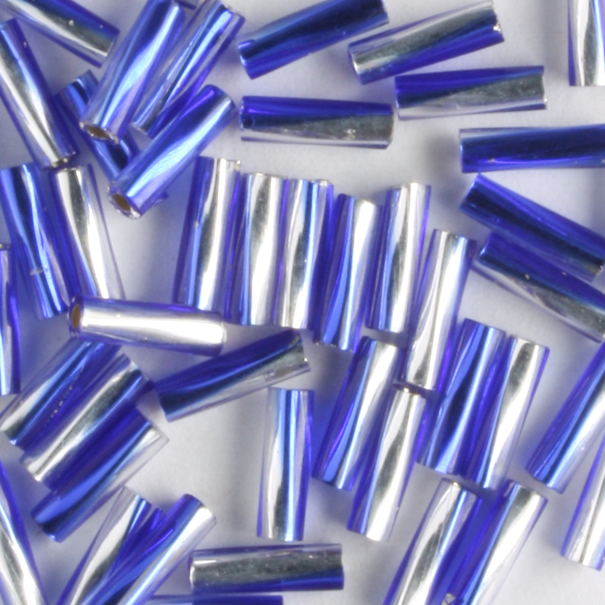6mm Twisted Bugle Silver Lined Cobalt Silver - 7 grams
