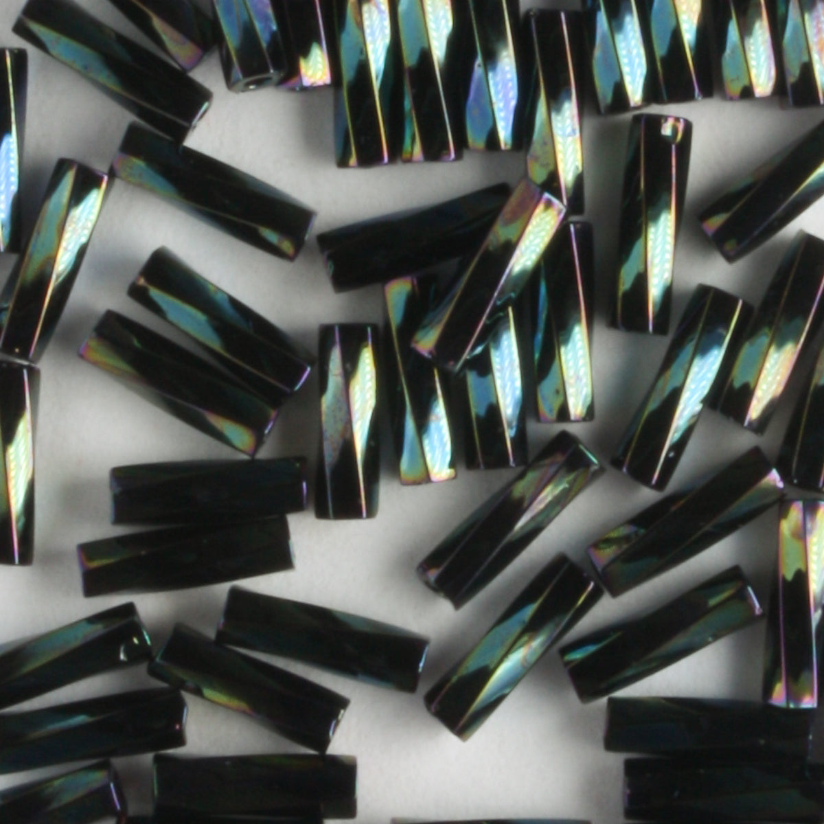6mm Twisted Bugle Opaque Gunmetal Green - 7 grams