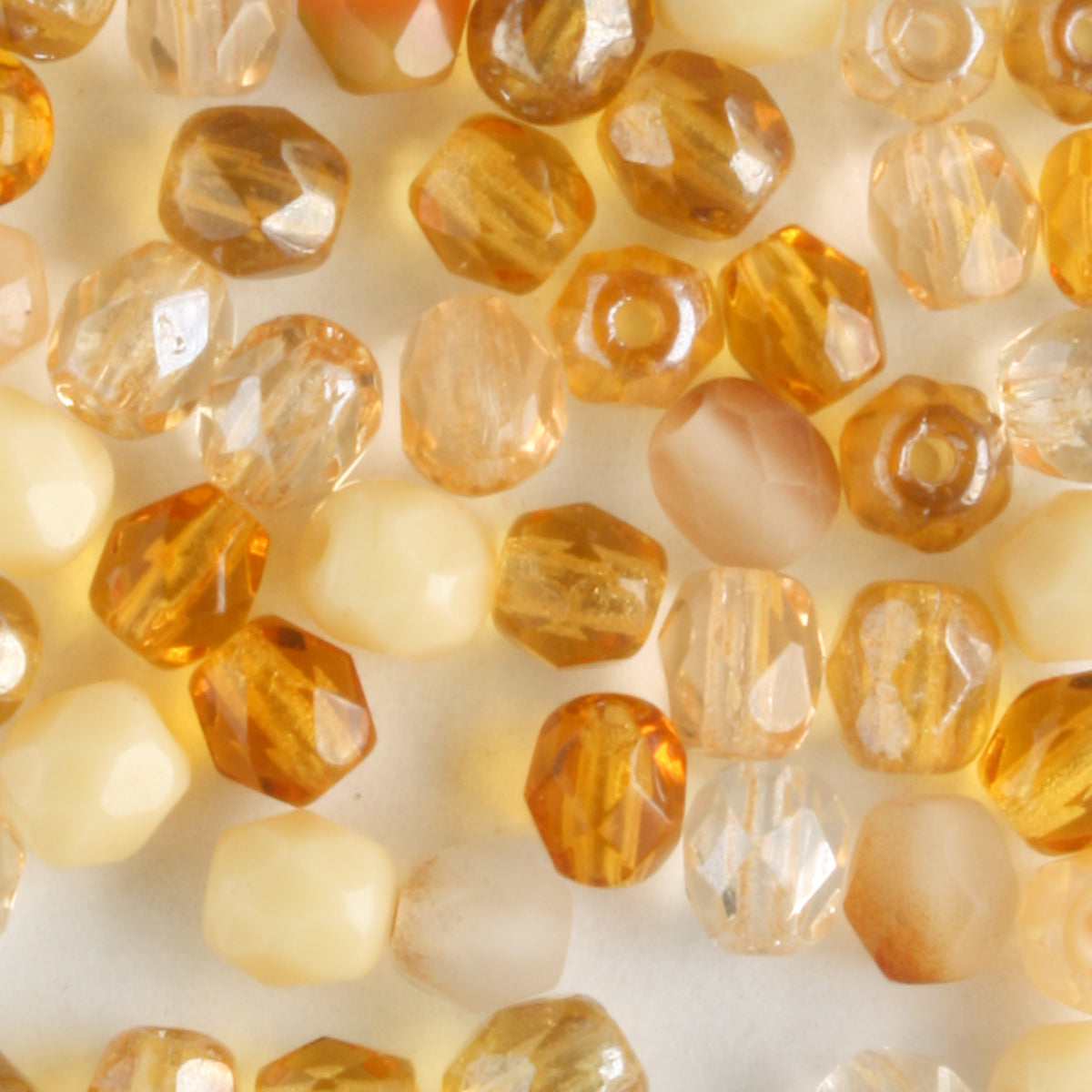 4mm Round Fire Polish Mix Butterscotch - 100 beads