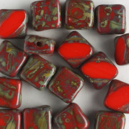 Silky Beads Opaque Red Travertine - 40 beads