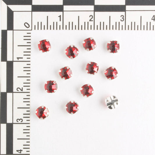 4mm Rose Montee Light Siam - qty 12