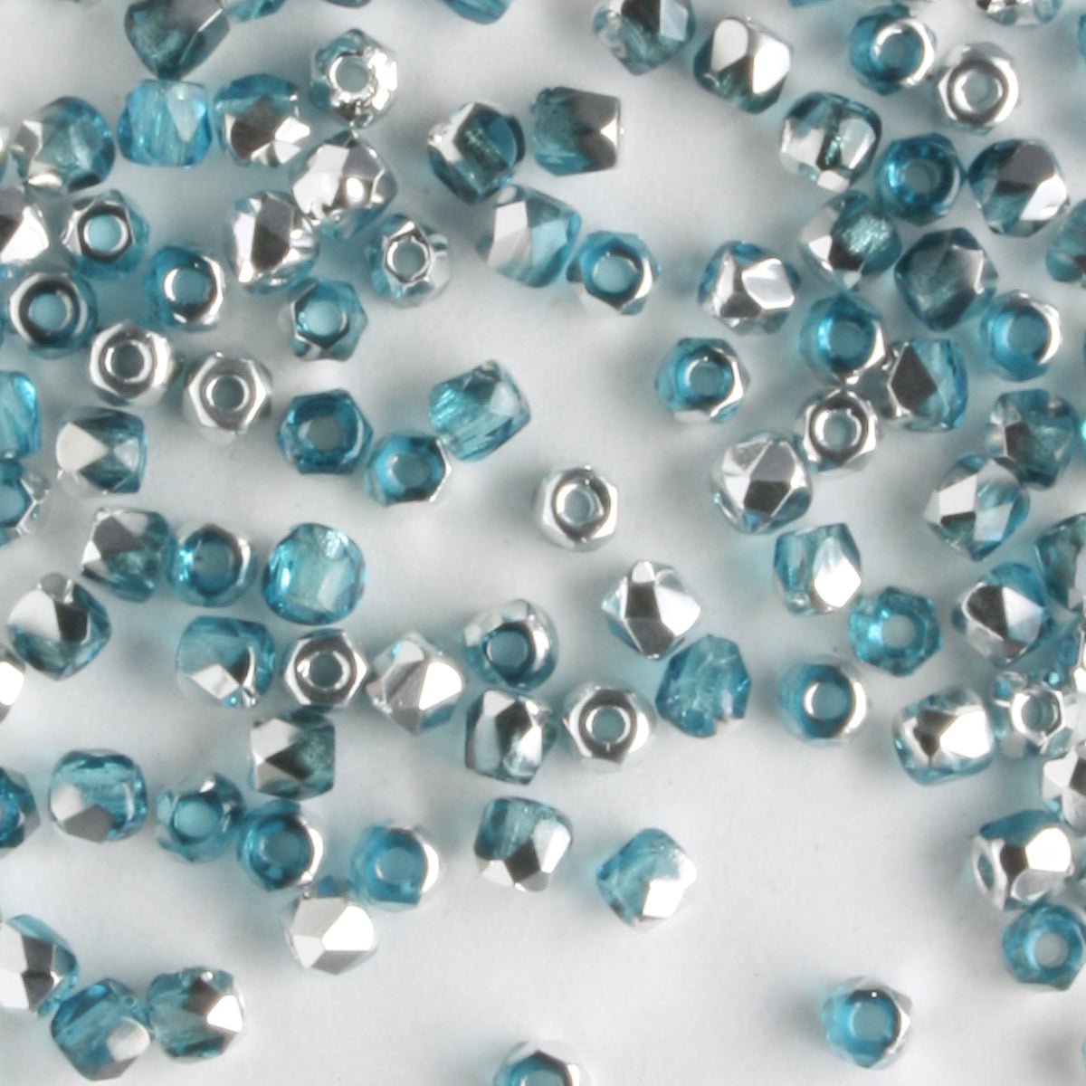True 2mm Round Fire Polish Aqua Labrador - 100 beads