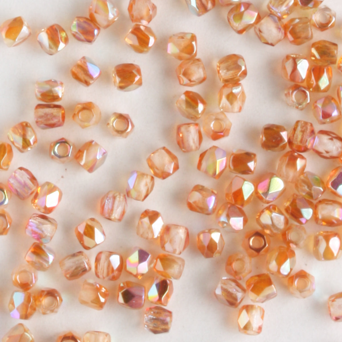 True 2mm Round Fire Polish Crystal Orange Rainbow