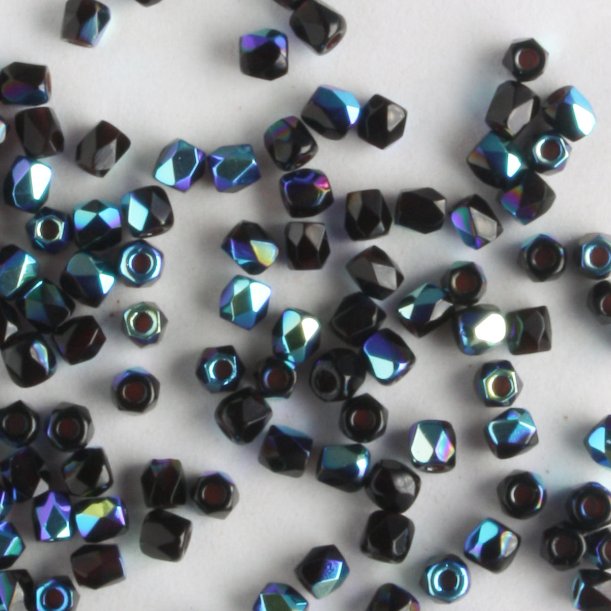 True 2mm Round Fire Polish Jet AB - 100 beads