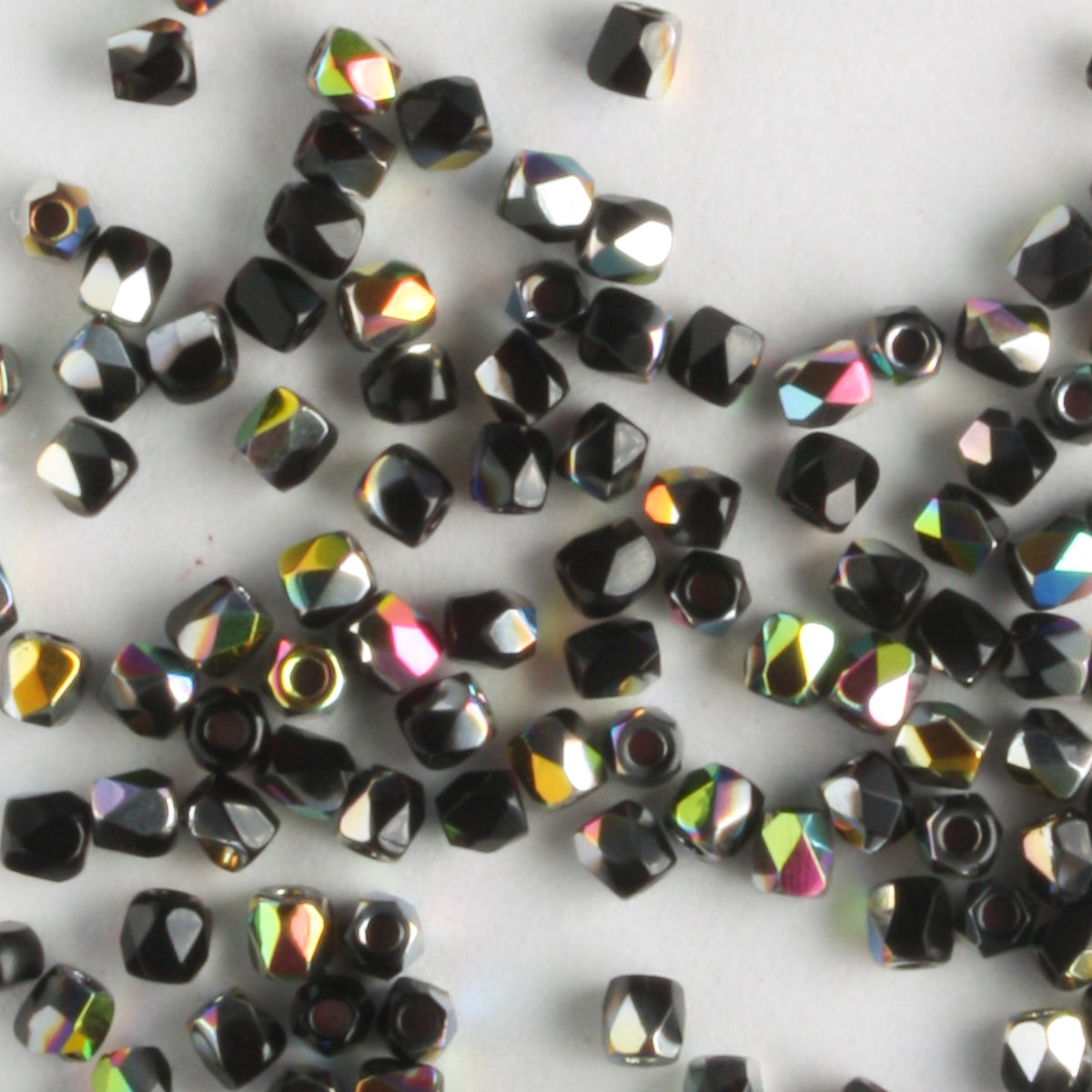 True 2mm Round Fire Polish Jet Vitrail - 100 beads