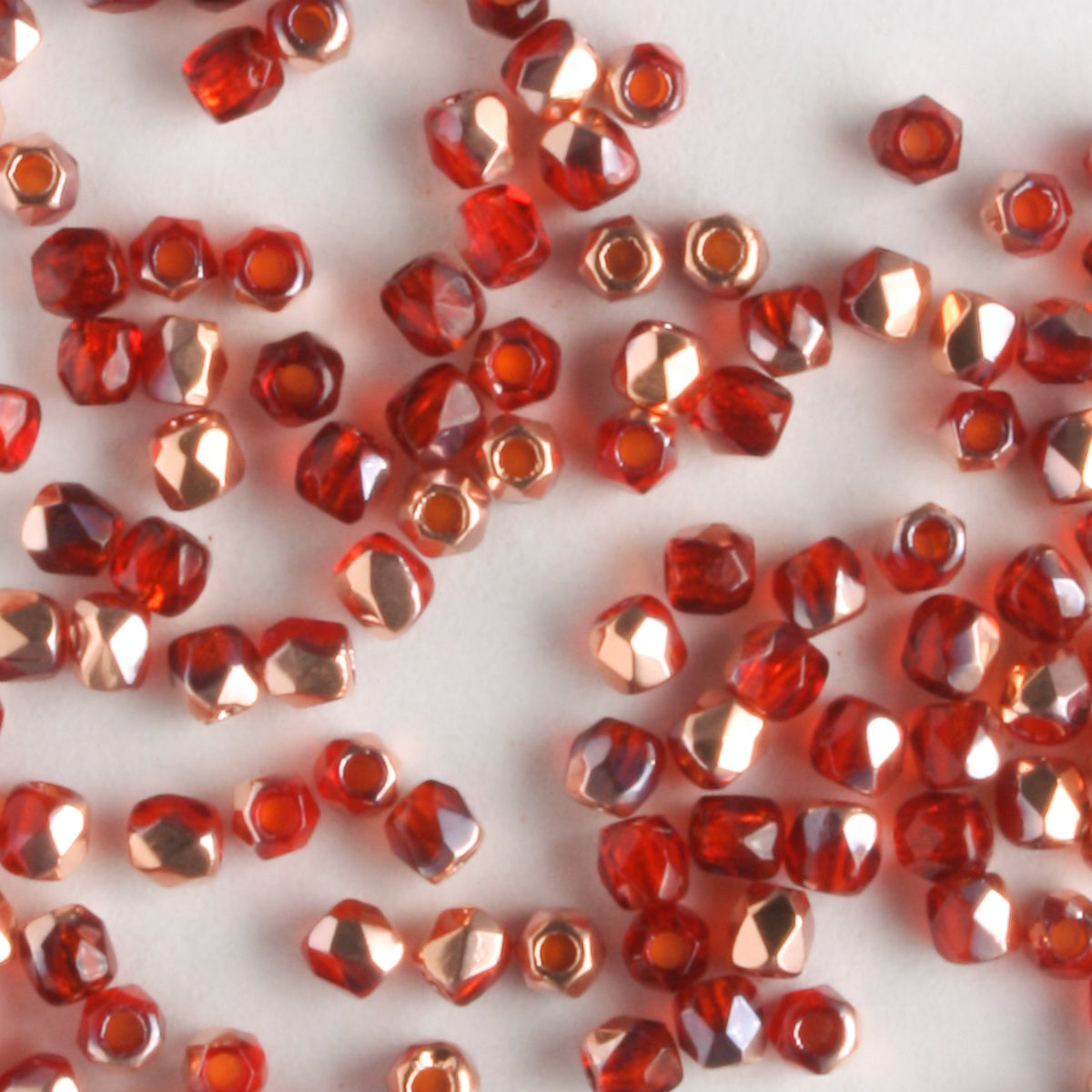 True 2mm Round Fire Polish Siam Capri Gold - 100 beads