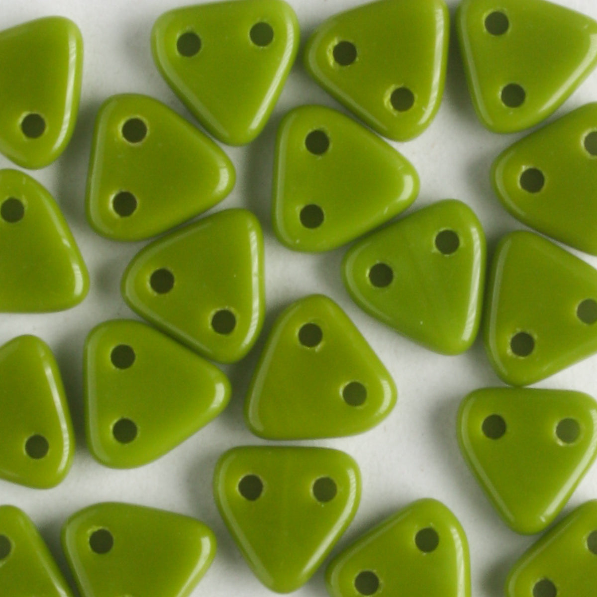 2 Hole Triangle Opaque Olive - 10 grams