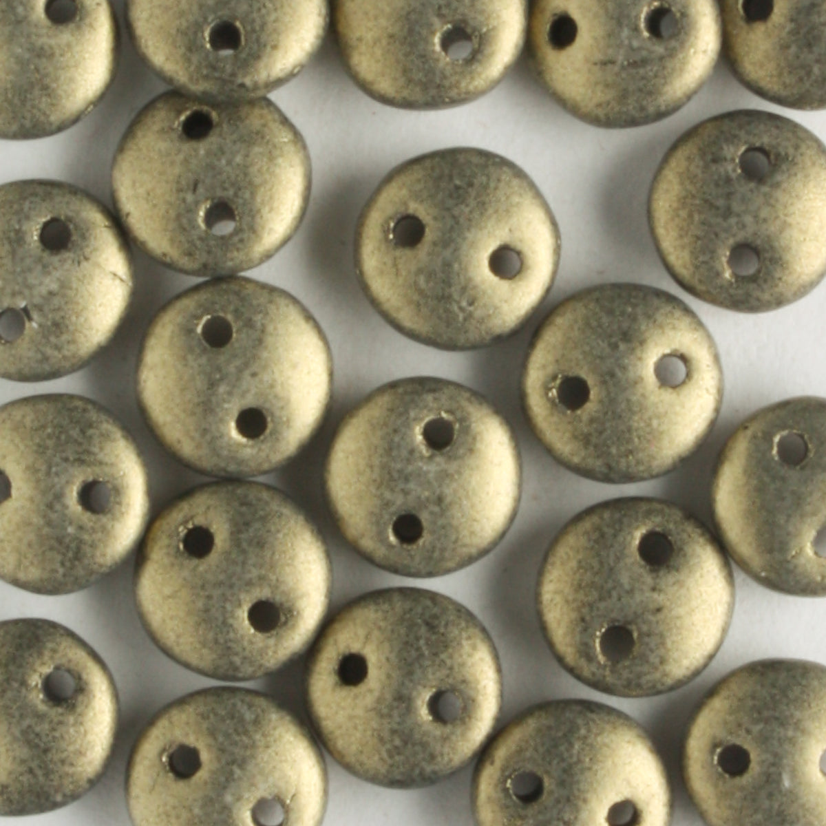 2 Hole Lentil Metallic Suede Gold - 50 beads