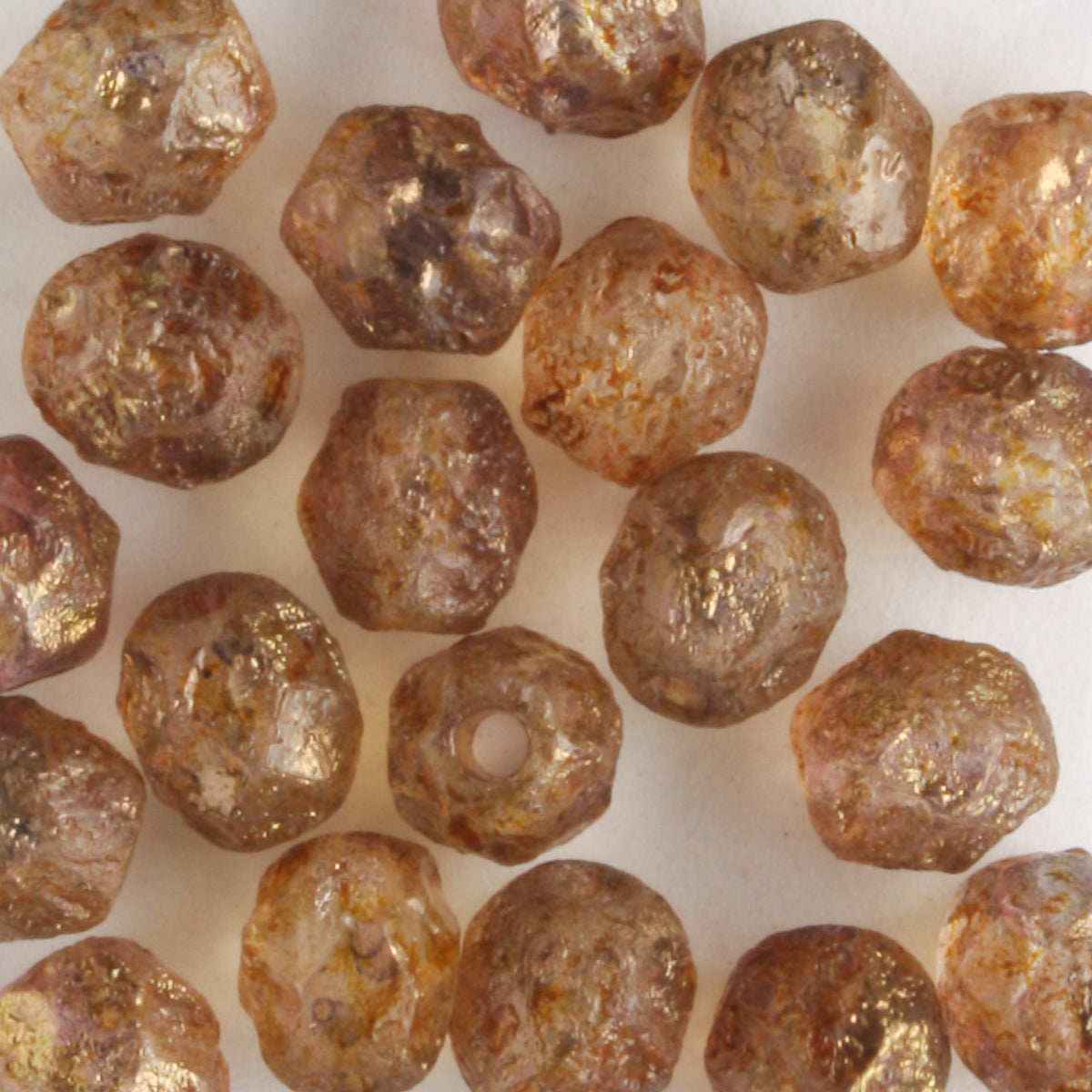 6mm Round Fire Polish Stone Copper Picasso - 25 beads